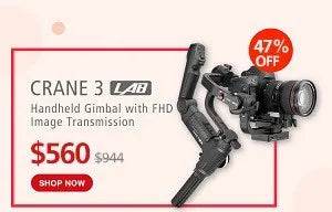 ZHIYUN Official Crane 3 LAB 3-axis handheld gimbal stabilizer, wireless 1080P image transmission zoom and focus control for SLR - MarvelouStoree