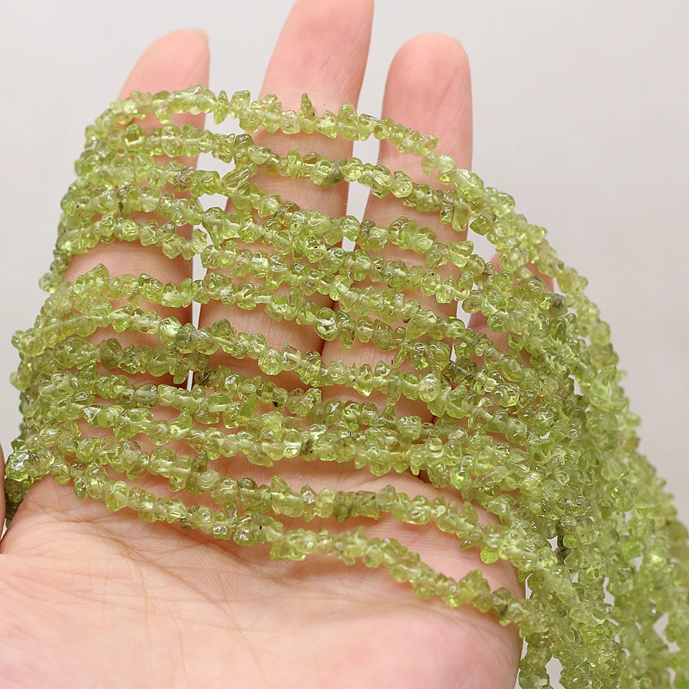 Wholesale Natural Gem Stone Beads Irregular Gravel Olivine Peridot Chips Loose Beads for Jewelry Making DIY Charm Bracelet 15''