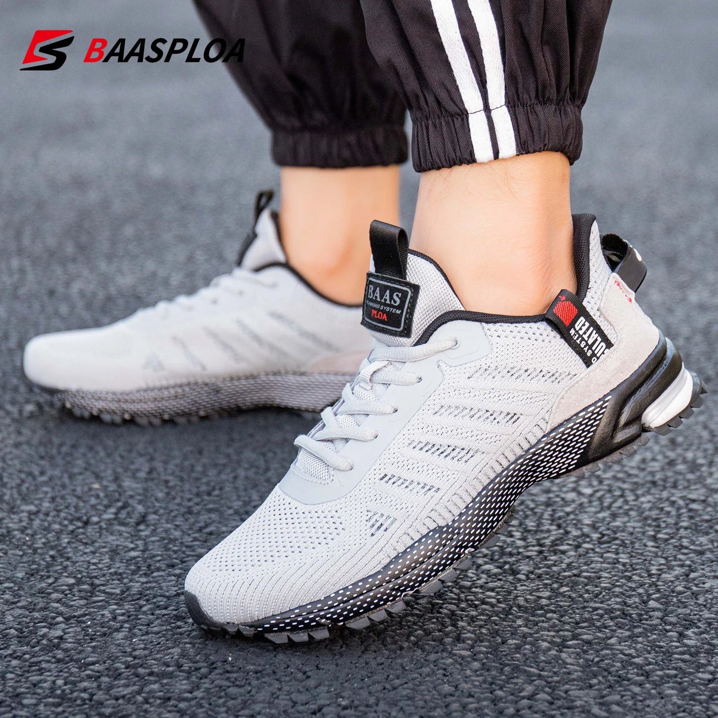 Baasploa Professional Running Shoes For Men Lightweight Men's Designer Mesh Sneakers Lace-Up Male Outdoor Sports Tennis Shoe