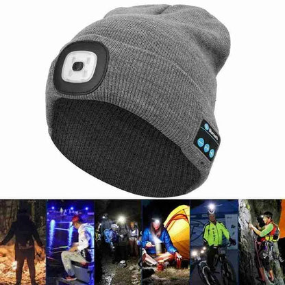 Winter Knitted Beanie Hat with Light Earphone Bluetooth Led Light Luminous Outdoor Mountaineering Handfree Music Headphone Hat