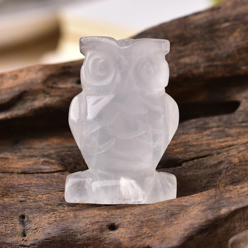 1PC Natural Stone Carved Owl Animal Ornaments Aventurine Unakite Crystal Quartz Stone Crafts Handmade Figurine Home Decoration