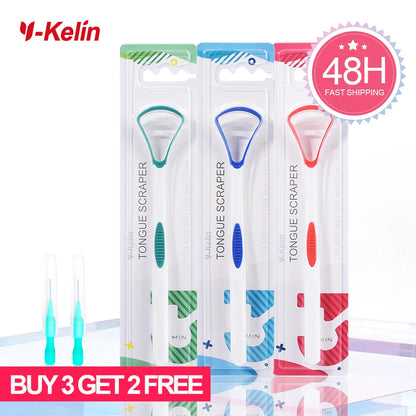 Y-Kelin Sales Silicone Tongue Scraper Brush Cleaning Food Grade Single Oral Care To Keep Fresh Breath 3Color Pack No.1