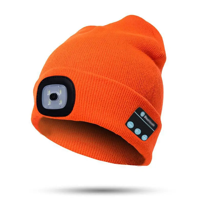 Winter Knitted Beanie Hat with Light Earphone Bluetooth Led Light Luminous Outdoor Mountaineering Handfree Music Headphone Hat