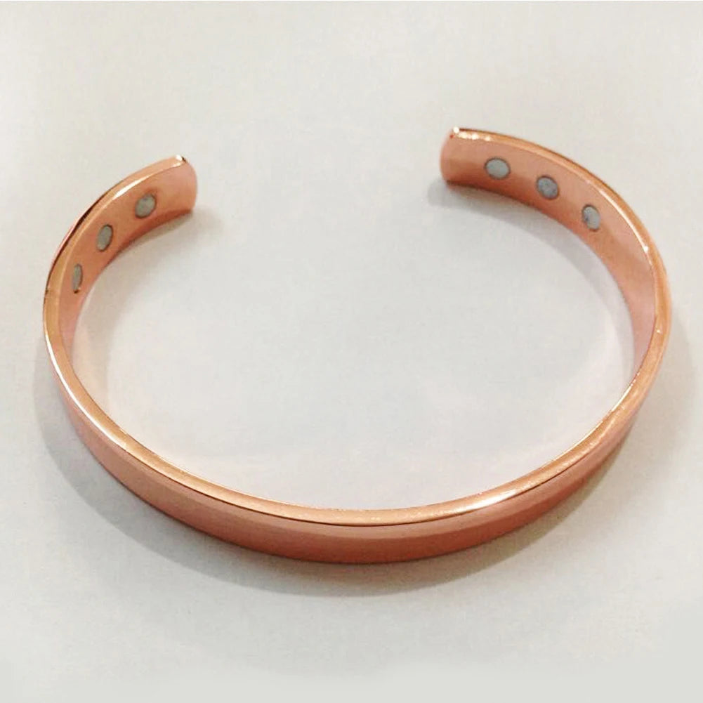 Pure Copper Magnet Energy Health Open Bangle Plated Rose Gold Color Simple Bracelet Healthy Healing Bracelet Jewelry Gift