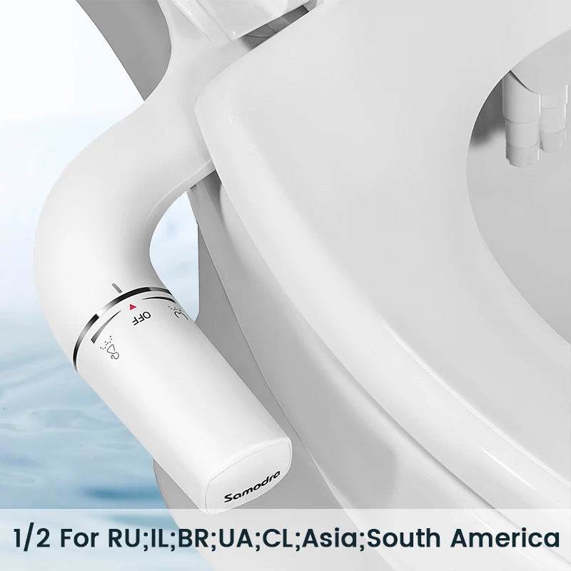 SAMODRA Bidet Attachment Ultra-Slim Toilet Seat Attachment Dual Nozzle Bidet Adjustable Water Pressure Non-Electric Ass Sprayer - MarvelouStoree