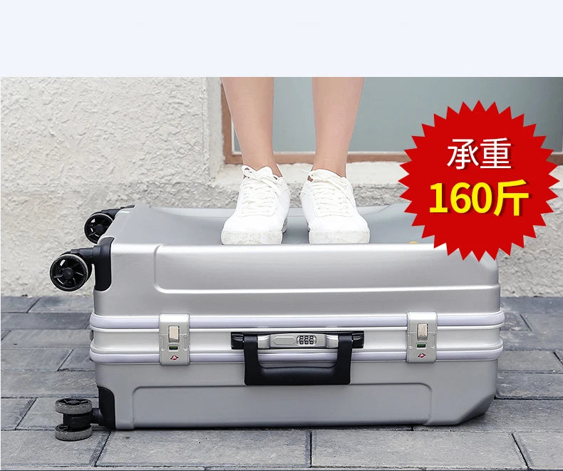 Travel Luggage fashion 20/24/28 inch suitcase aluminum frame trolley case for men and women small 20 inch cabin suitcase