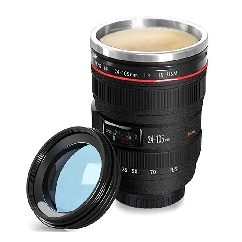 Coffee Cup Thermal Mug Camera Lens Water Bottle Tumbler With Lids Stainles Steel Insulated Coffee Cup Vacuum Flasks Drinkware