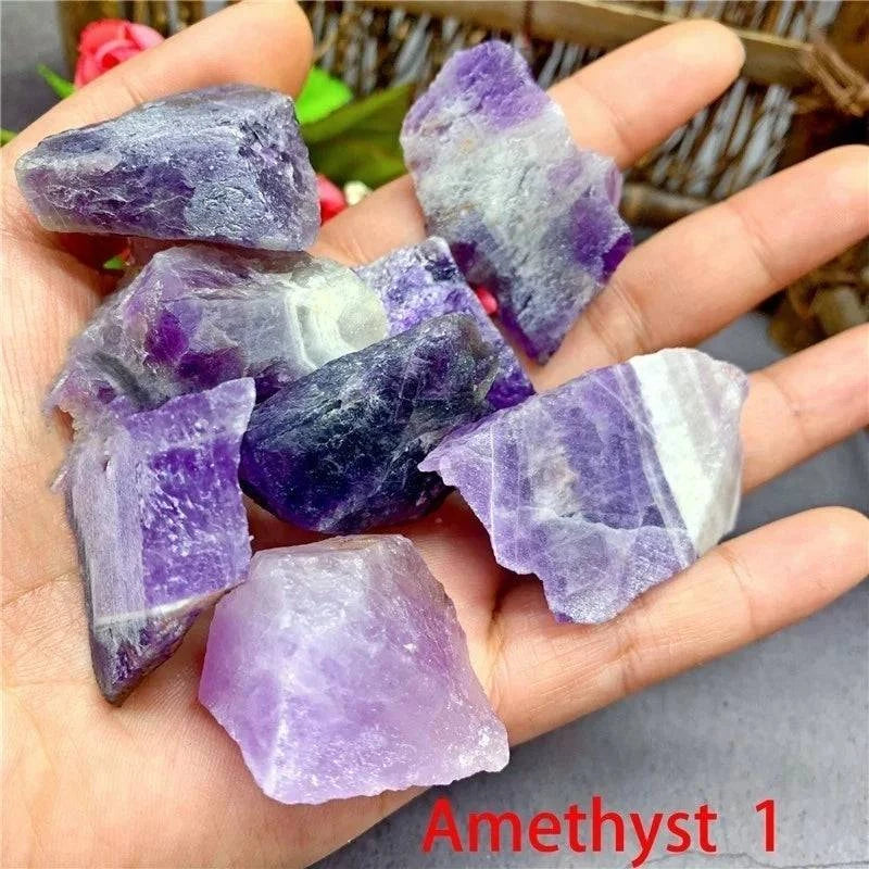 Natural Crystal Stones Rose Quartz Amethyst Fluorite Irregular Shape Mineral Rock Reiki Healing Stone Specimen Home Decor