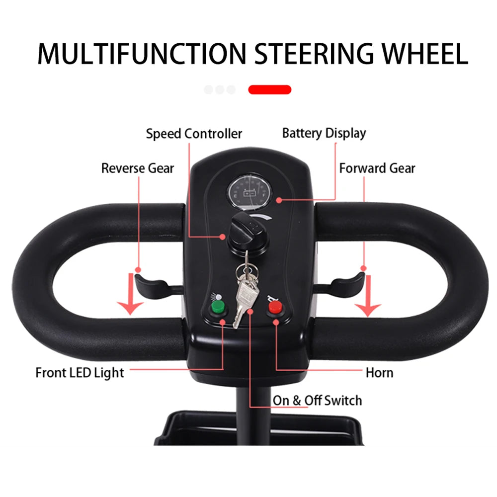 Electric Mobility Scooter 4 Wheels Handicapped Scooter For Adult Elderly Disabled People Outdoor With Foldable Function