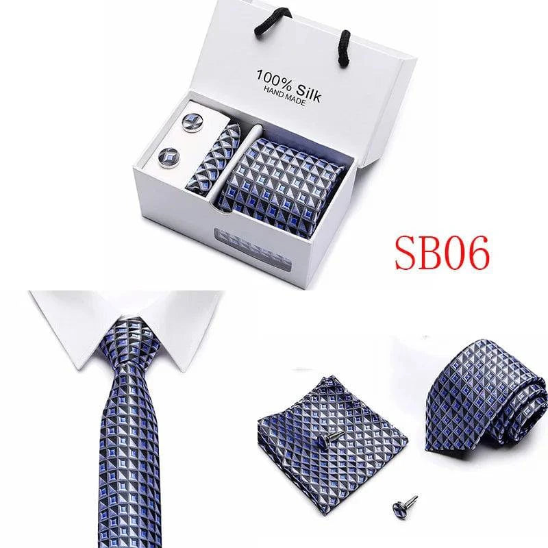 New Plaid men ties set Extra Long Size 145cm*7.5cm Necktie navy blue Paisley Silk Jacquard Woven Neck Tie Suit Wedding Party