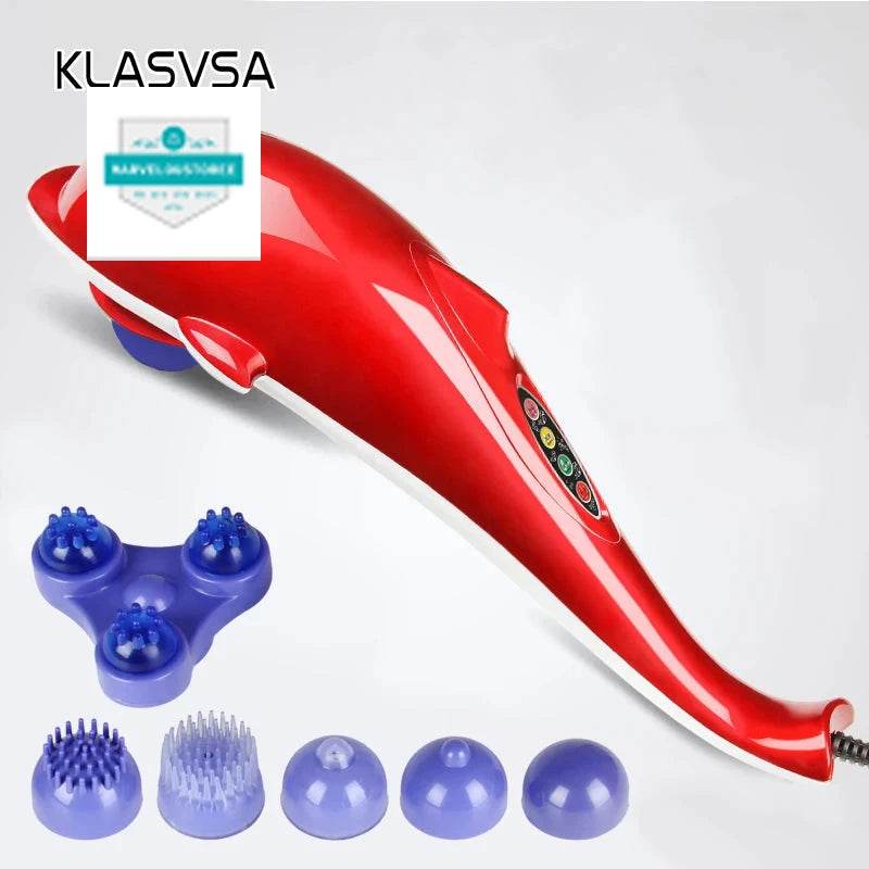 KLASVSA Electric Dolphin Full Body Shiatsu Massager Hammer Shoulder Lumbar Acupressure Vibrator Shoulder Waist Stick Pain Relief - MarvelouStoree