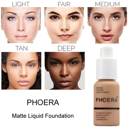 PHOERA 30ml Foundation Makeup 10 Colors Liquid Matte Moisturizer Face Base High Coverage Brighten Concealer Cream TSLM1