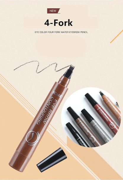 4D Microblading Eyebrow Pen 4 Forks Tip Eyebrow Tattoo Pencil Long Lasting Fine Sketch Liquid Eye Brow Make Up - MarvelouStoree