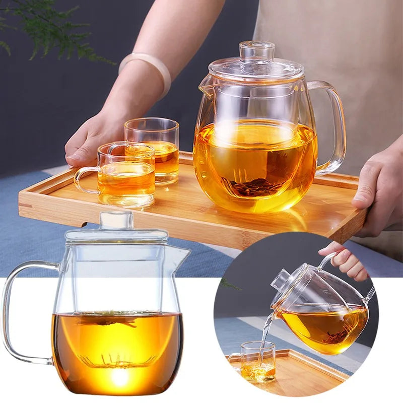 600/1200ml Household Teaware Glass Teapot For Stove Heat Resistant High Temperature Explosion Proof Tea Infuser Milk Tea Set