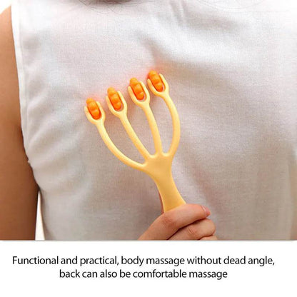 Hand-held Full-body Relaxation Massage Comb Four-claw Roller Head Scalp Neck Foot Massage Relaxation Health Tool