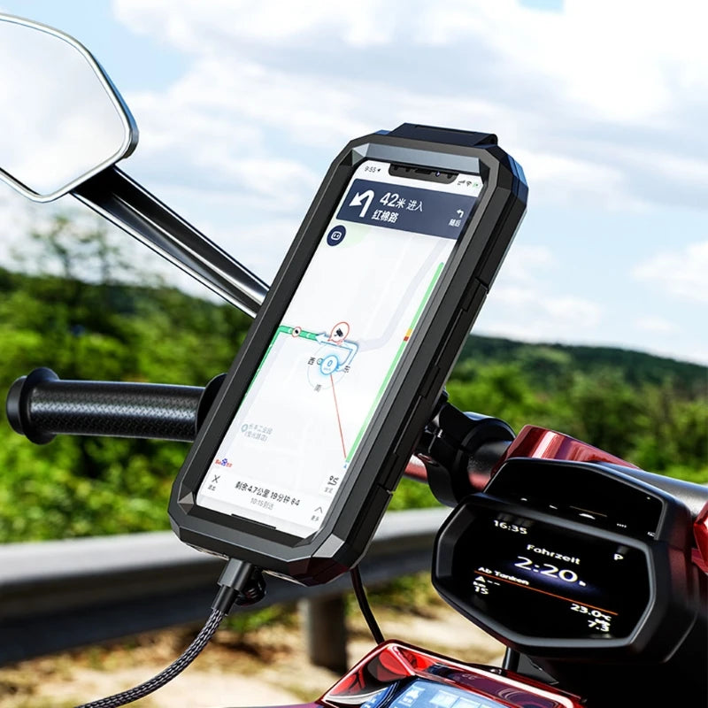 Waterproof Mobile Bike Phone Case Bicycle Motorcycle Phone Holder Handlebar Rear View Mirror Installation For 4.7-6.8 inch Phone