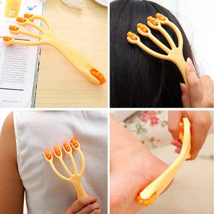 Hand-held Full-body Relaxation Massage Comb Four-claw Roller Head Scalp Neck Foot Massage Relaxation Health Tool