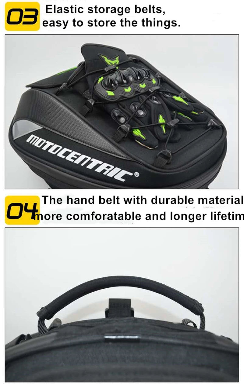 Motocentric Motorcycle High Capacity 37L Rider Backpack Multi-functional Rear Motorcycle Rear Seat Bag Casual Drop Leg Side Bag