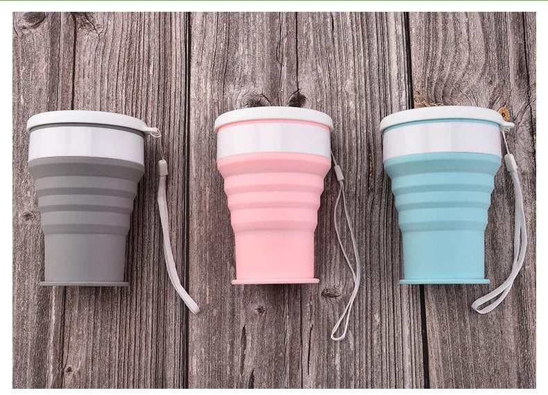 200Ml Silicone Folding Glass Camping Travel Mug Portable Telescopic Coffee Cup Outdoor Water Cup Folding Water Bottle Drinkware