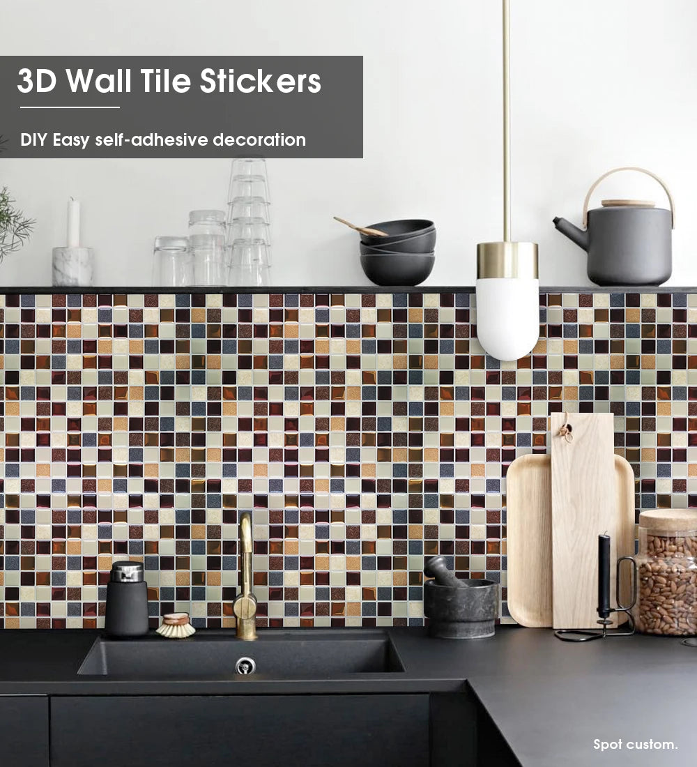 Self Adhesive Kitchen Waterproof Vinyl Mosaic Peel and Stick backsplash Wall Sticker Tiles