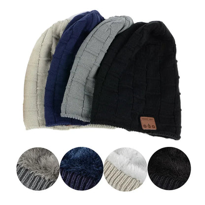 Wireless Bluetooth-compatible V5.0 Beanie Knitted Velvet Winter Hat Headset Speaker Mic Hand-free Music Mp3 Magic Warm Smart Cap