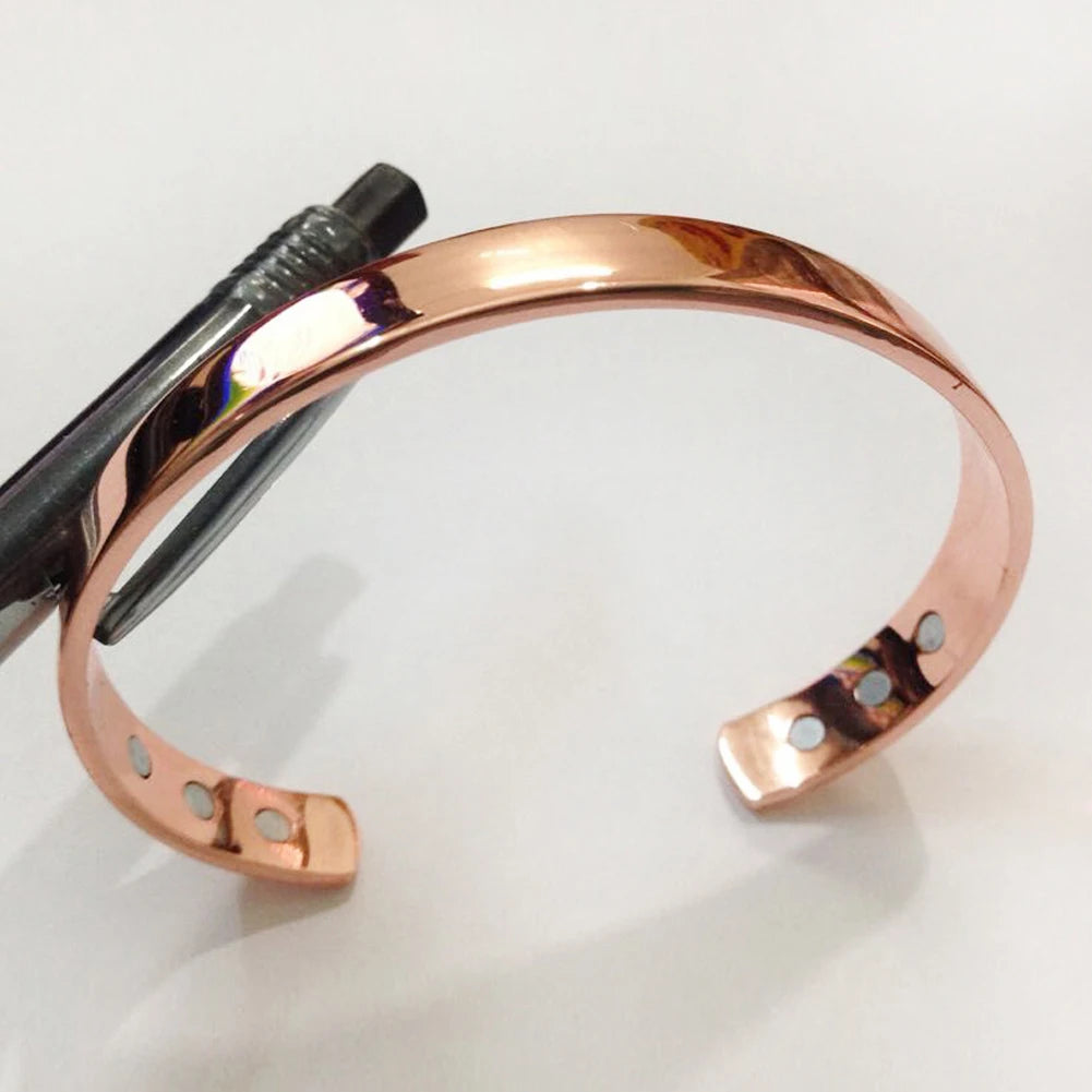 Pure Copper Magnet Energy Health Open Bangle Plated Rose Gold Color Simple Bracelet Healthy Healing Bracelet Jewelry Gift