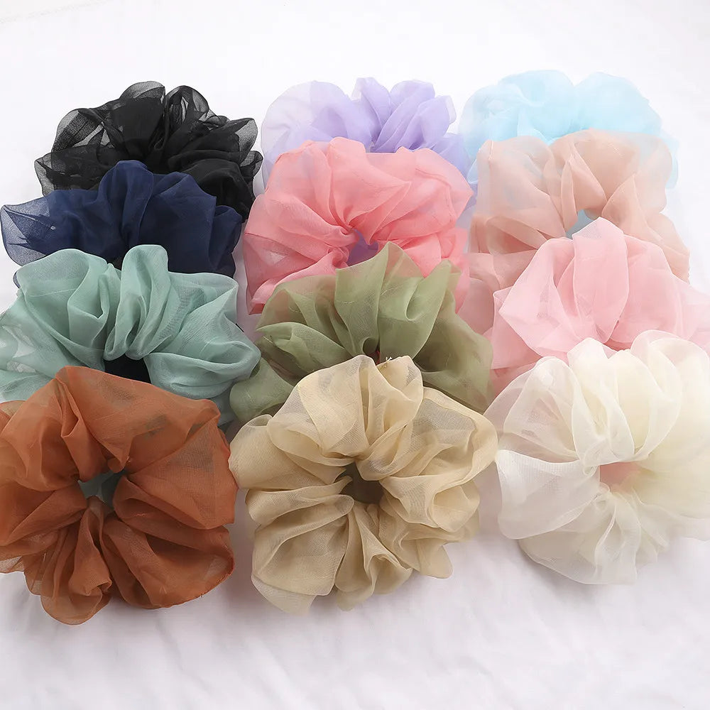 2020Korea Big Size Organza Hair Scrunchies For Women Elastic Hair Bands Girls Headwear Ponytail Holder Hair Tie Hair Accessories