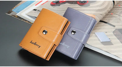 2023 Rfid Men Card Wallets Free Name Customized Hasp Small Card Wallets PU Leather Slim Mini Wallet Qaulity Male Purses