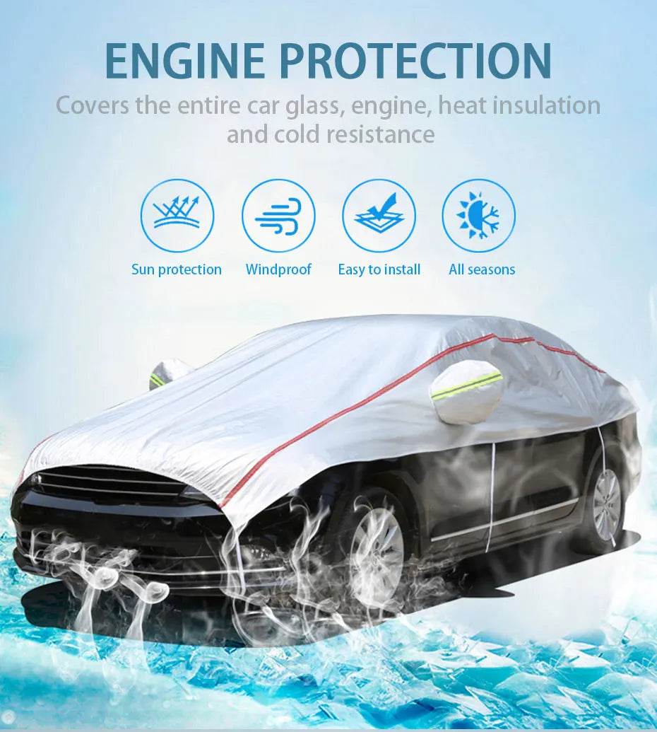 Universal Half Car Cover Waterproof Outdoor Cover Oxford Sun Rain Uv Protection Dustproof Snowproof Car Body Cover for SUV Sedan - MarvelouStoree