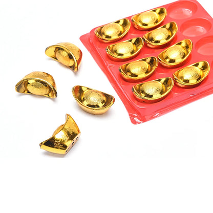 3/5/12pcs Feng Shui Auspicious Lucky Money Mascot Plastic/crystal Crafts Gold Ingot Decoration Crafts