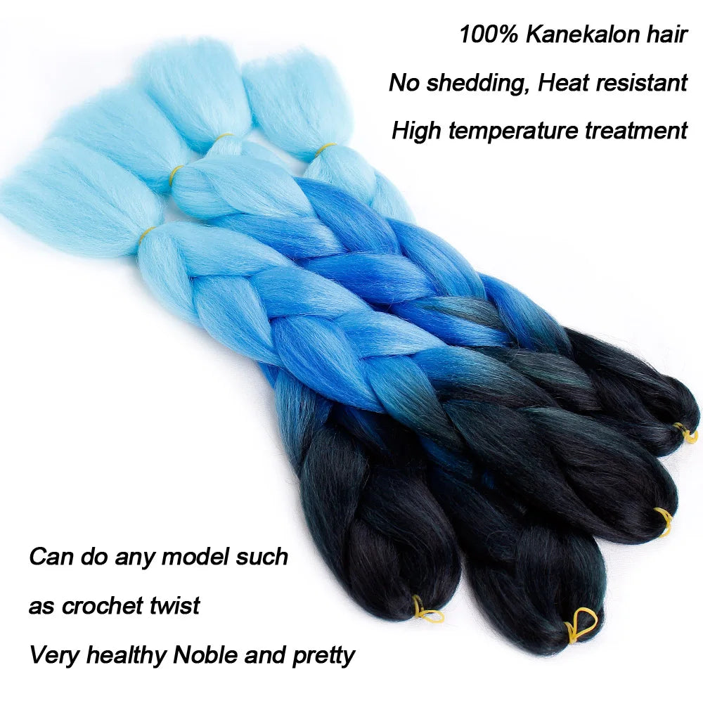 Black Star Hair Ombre Jumbo Braiding Hair Extensions 24 Inches 100g/Pieces Crochet Twist Braids Synthetic Hair Fiber for Women