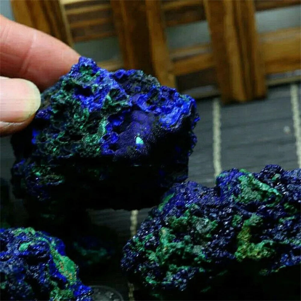 Natural Azurite Malachite Geode Crystal Mineral Specimen Reiki Healing Stone Collectible