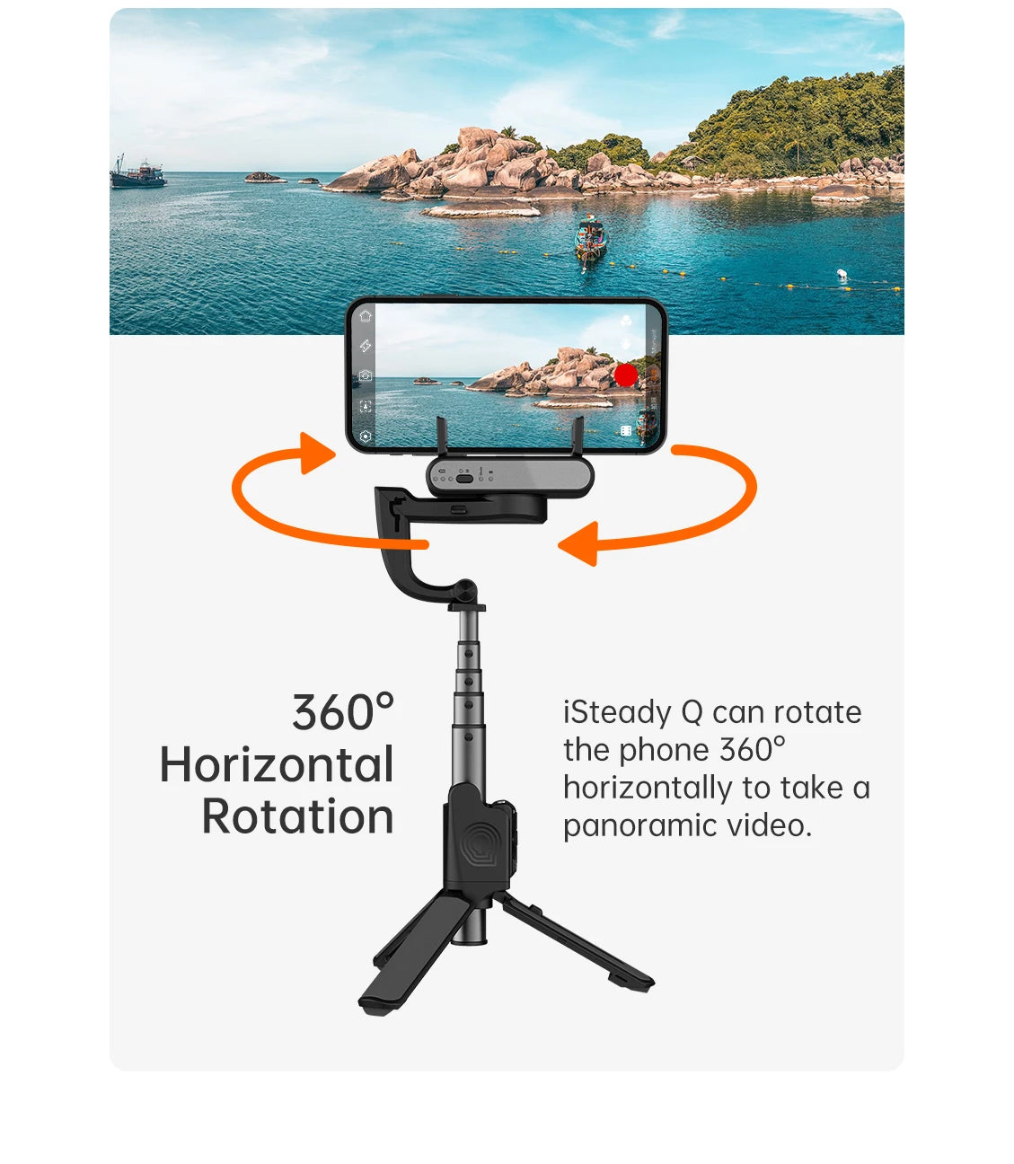 Hohem iSteady Q Handheld Gimbal Stabilizer Phone Selfie Stick Extension Rod Adjustable Tripod with Remote Control for Smartphone