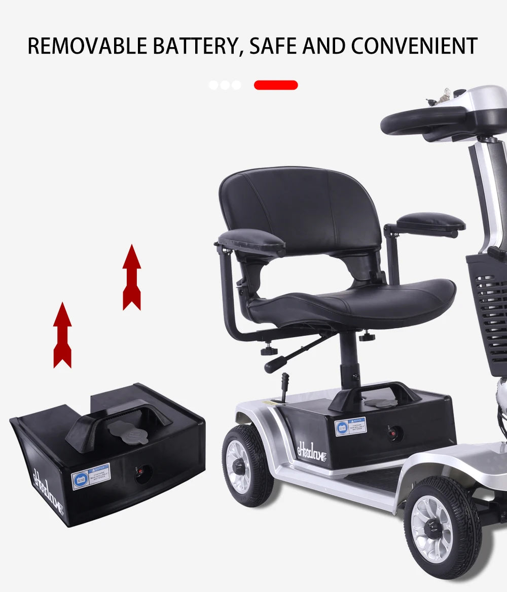 Electric Mobility Scooter 4 Wheels Handicapped Scooter For Adult Elderly Disabled People Outdoor With Foldable Function