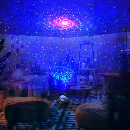 LED Laser Colorful Starry Sky Ocean Projector Night Light Remote Control Ocean Wave Projection Lamp With Bluetooth Music Speaker