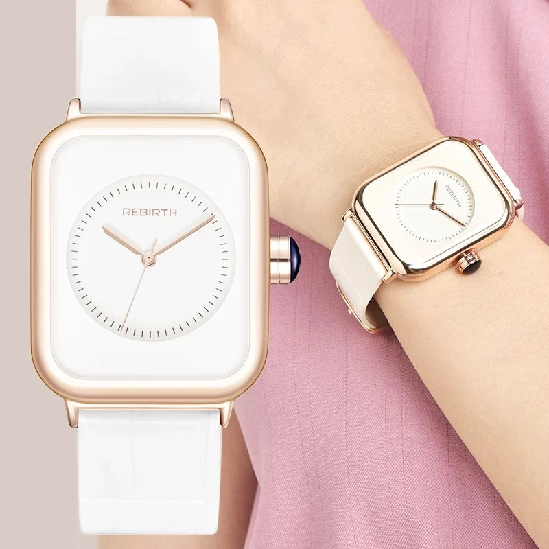 REBIRTH Hot Sell Fashion Women Silicone Japan Movement Quartz Wrist Watch For Ladies Waterproof Female Clock Women Watches 2023