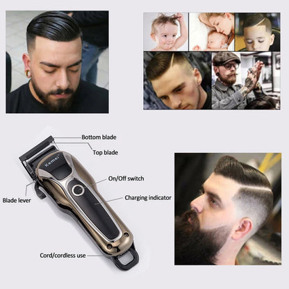 Kemei Hair Clipper Electric Hair Trimmer Professional Men's hair clipper cordless beard trimmer LED display Wireless Hair Cutter