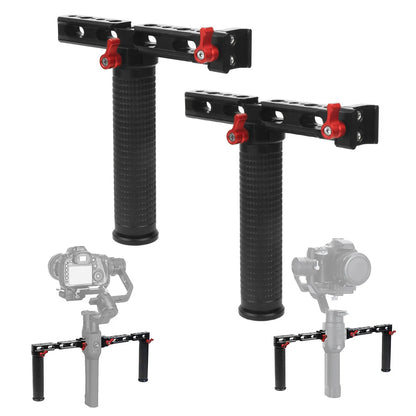 FEICHAO Dual Handle Grip with Arri/Cold Shoe/1/4,3/8 Hole for DJI Ronin RS2/RSC2 Handheld Gimbal Monitor Mount Extension Bracket