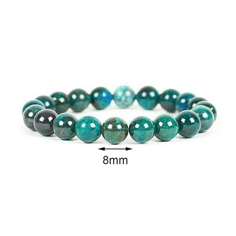 8mm Chrysocolla Malachite Bracelets for Women Men Natural Stone Beads Bracelet Round Shape Diabetes Relief Bracelet Jewelry Gift