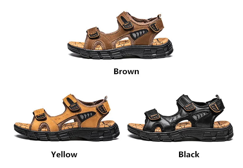 Brand Classic Mens Sandals Summer Genuine Leather Sandals Men Outdoor Casual Lightweight Sandal Fashion Men Sneakers Size 38-46