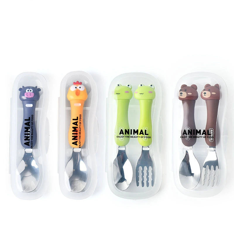 Tableware Cartoon Kids Spoon and Fork Set Dessert Spoon for Children Fork Baby Gadgets Children's Cutlery for Kids