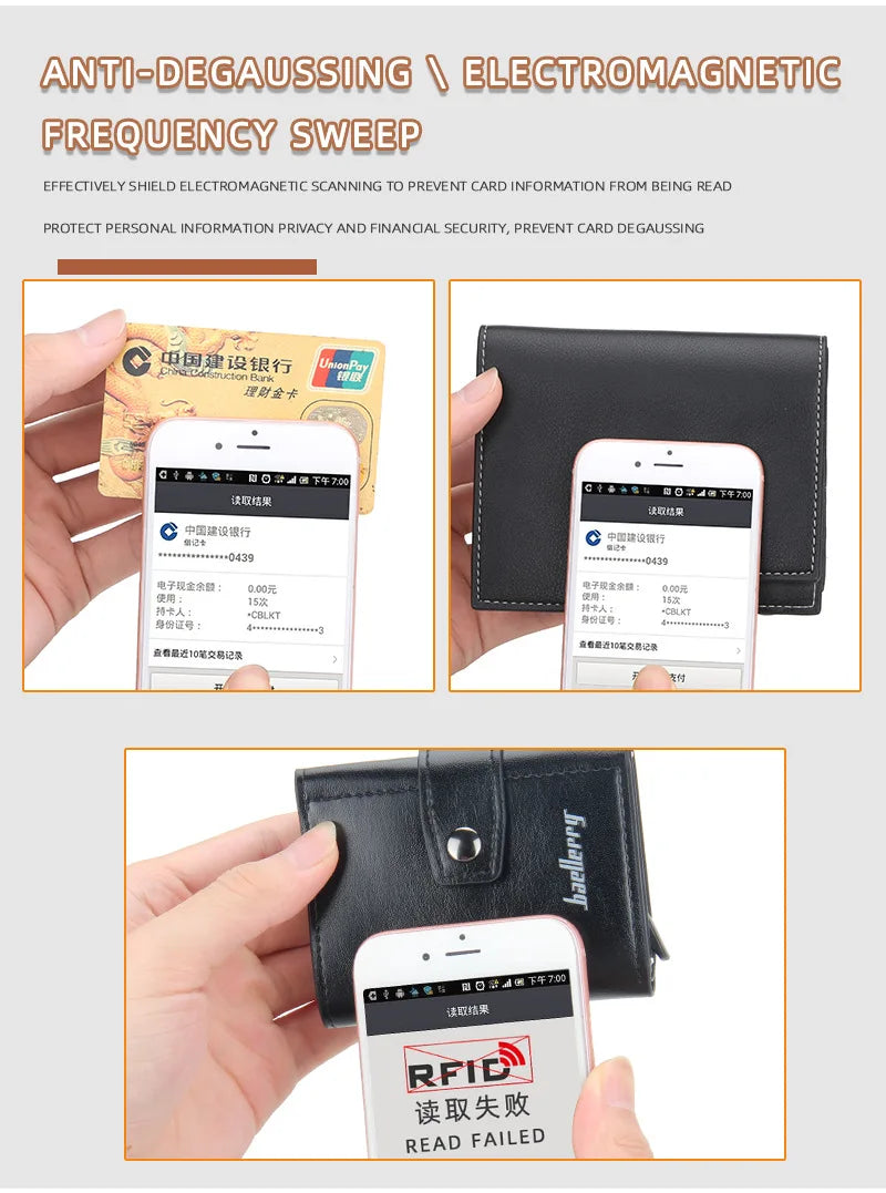 2023 Rfid Men Card Wallets Free Name Customized Hasp Small Card Wallets PU Leather Slim Mini Wallet Qaulity Male Purses