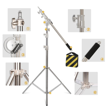 Studio Photo Telescopic Boom Arm Top Light Stand With Sandbag for Speedlite /Mini Flash Strobe /Softbox/LED Video