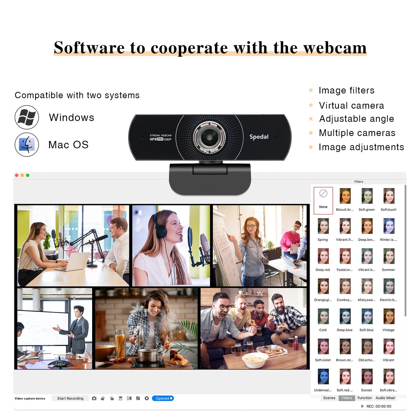 Spedal MF934H 1080P Hd 60fps Webcam with Microphone for Desktop Laptop Computer Meeting Streaming Web Camera Usb Software