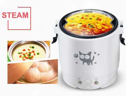 Electric Mini Rice Cooker Portable MultiCooker Household Rice Cookers 12V 24V 220V Pot Cooking Machine Pans For Car Truck Home