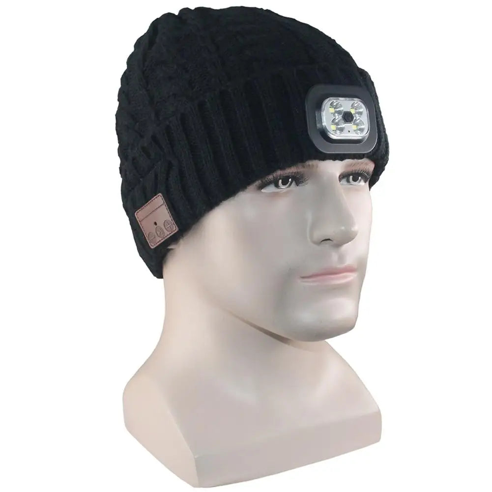 Microphone Headphone Music Smart Caps Beanie Knitted Plus Velvet Winter Hat With Headphone LED Wireless Bluetooth