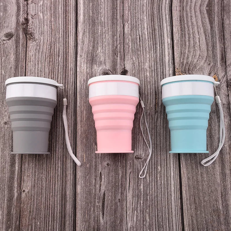 200Ml Silicone Folding Glass Camping Travel Mug Portable Telescopic Coffee Cup Outdoor Water Cup Folding Water Bottle Drinkware