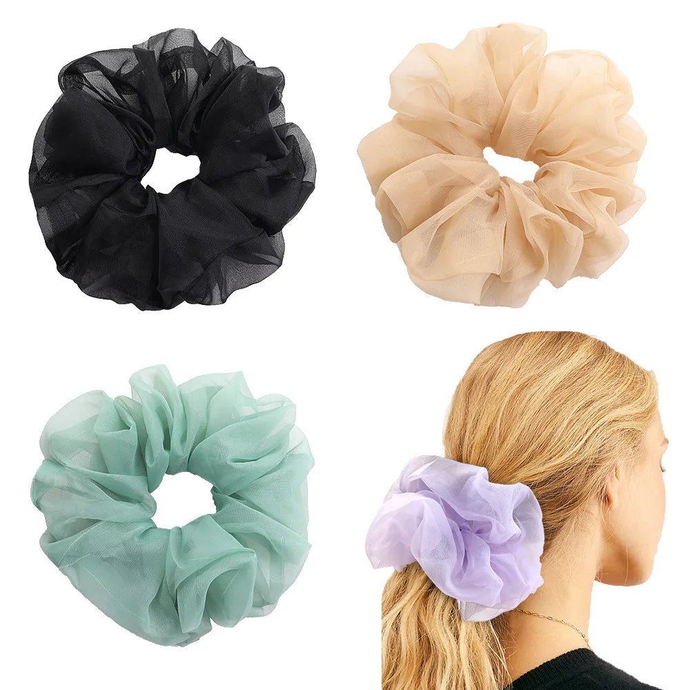 2020Korea Big Size Organza Hair Scrunchies For Women Elastic Hair Bands Girls Headwear Ponytail Holder Hair Tie Hair Accessories