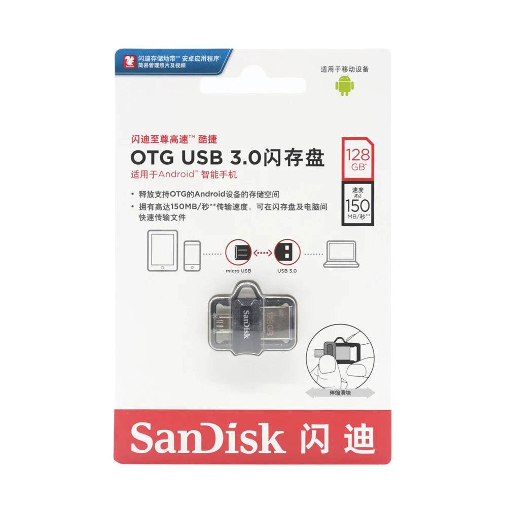 Sandisk PenDrive USB3.0Extreme High Speed 150M/S Dual OTG USB Flash Drive 64GB 128G 32GB 256GB Pen Drive USB3.0 PenDrive Genuine - MarvelouStoree