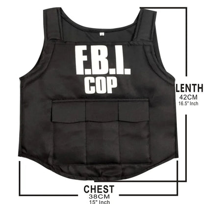 FBI Agent Police Uniform Bulletproof Vest & Helmet Costume Fancy Dress Outfit 3-9years children police costume